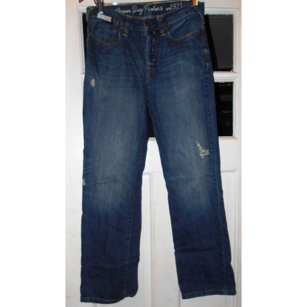 Vtg 90s Green Bay Packers Jeans Pants Mens 30 X 32 Denim Rare NFL Y2K Distressed